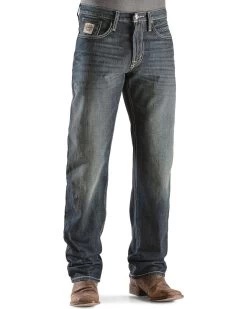 Cinch White Label Relaxed Fit Mid Rise Jeans Dark Stonewash -Western Fashion 010C63 L7 P2