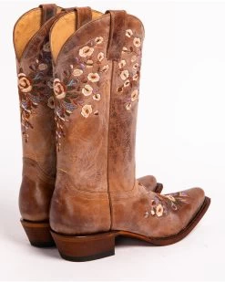 Shyanne Women's Maisie Floral Embroidered Western Leather Boots - Snip Toe -Western Fashion 04542N 41 BK