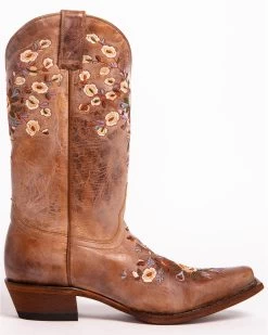 Shyanne Women's Maisie Floral Embroidered Western Leather Boots - Snip Toe -Western Fashion 04542N 41 LT
