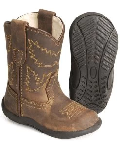 Old West Toddler Boys' Crazy Horse Boots - Round Toe -Western Fashion 053334 K8 D1