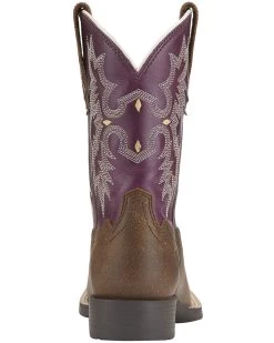 Ariat Girls' Tombstone Western Boots - Broad Square Toe -Western Fashion 053H95 ZS BK