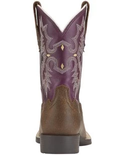 Ariat Little Girls' Tombstone Boots - Square Toe -Western Fashion 053H96 ZS BK