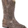 Roper Kid's Brown Faux Leather Cross Faith Western Boots -Western Fashion 053K39 41 P1