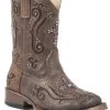 Roper Toddler Girls' Crystal Cross Inlay Western Boots - Square Toe -Western Fashion 053K62 41 P1