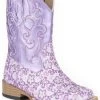 Roper Infant's Floral Glitter Square Toe Western Boots