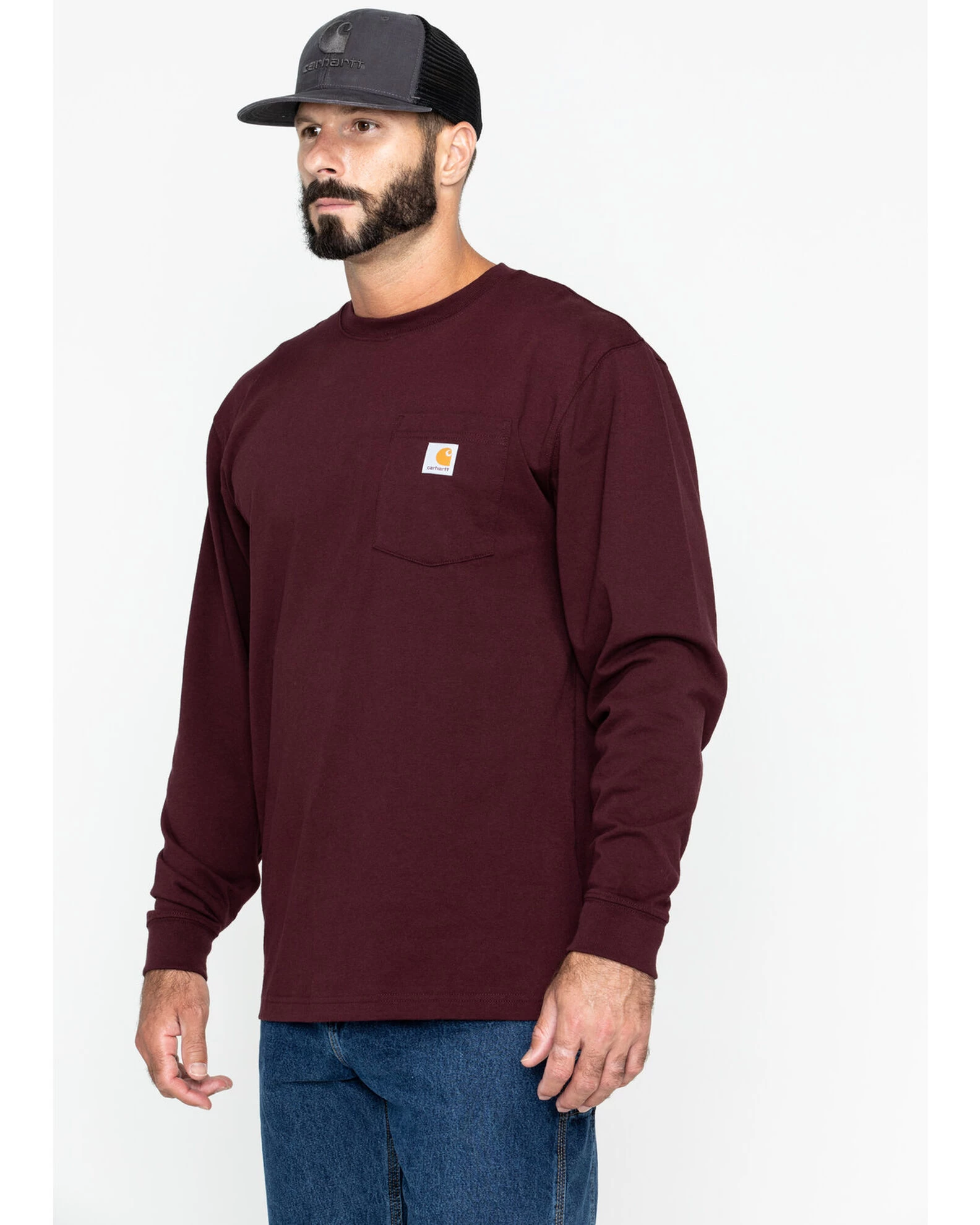 Carhartt Men's Loose Fit Heavyweight Long Sleeve Logo Pocket Work T-Shirt 4 Carhartt Men's Loose Fit Heavyweight Long Sleeve Logo Pocket Work T-Shirt - Image 2