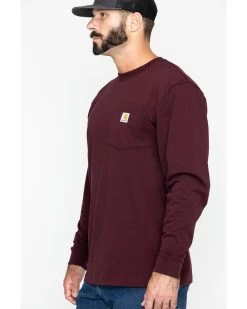 Carhartt Men's Loose Fit Heavyweight Long Sleeve Logo Pocket Work T-Shirt 11 Carhartt Men's Loose Fit Heavyweight Long Sleeve Logo Pocket Work T-Shirt -Western Fashion 086854 ML D2