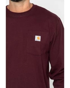 Carhartt Men's Loose Fit Heavyweight Long Sleeve Logo Pocket Work T-Shirt 12 Carhartt Men's Loose Fit Heavyweight Long Sleeve Logo Pocket Work T-Shirt -Western Fashion 086854 ML D3