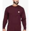 Carhartt Men's Loose Fit Heavyweight Long Sleeve Logo Pocket Work T-Shirt -Western Fashion 086854 ML P1