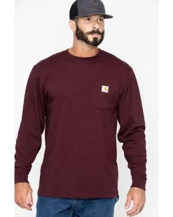 Carhartt Men's Loose Fit Heavyweight Long Sleeve Logo Pocket Work T-Shirt