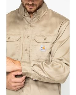 Carhartt Men's FR Solid Twill Long Sleeve Work Shirt -Western Fashion 086988 28 D2