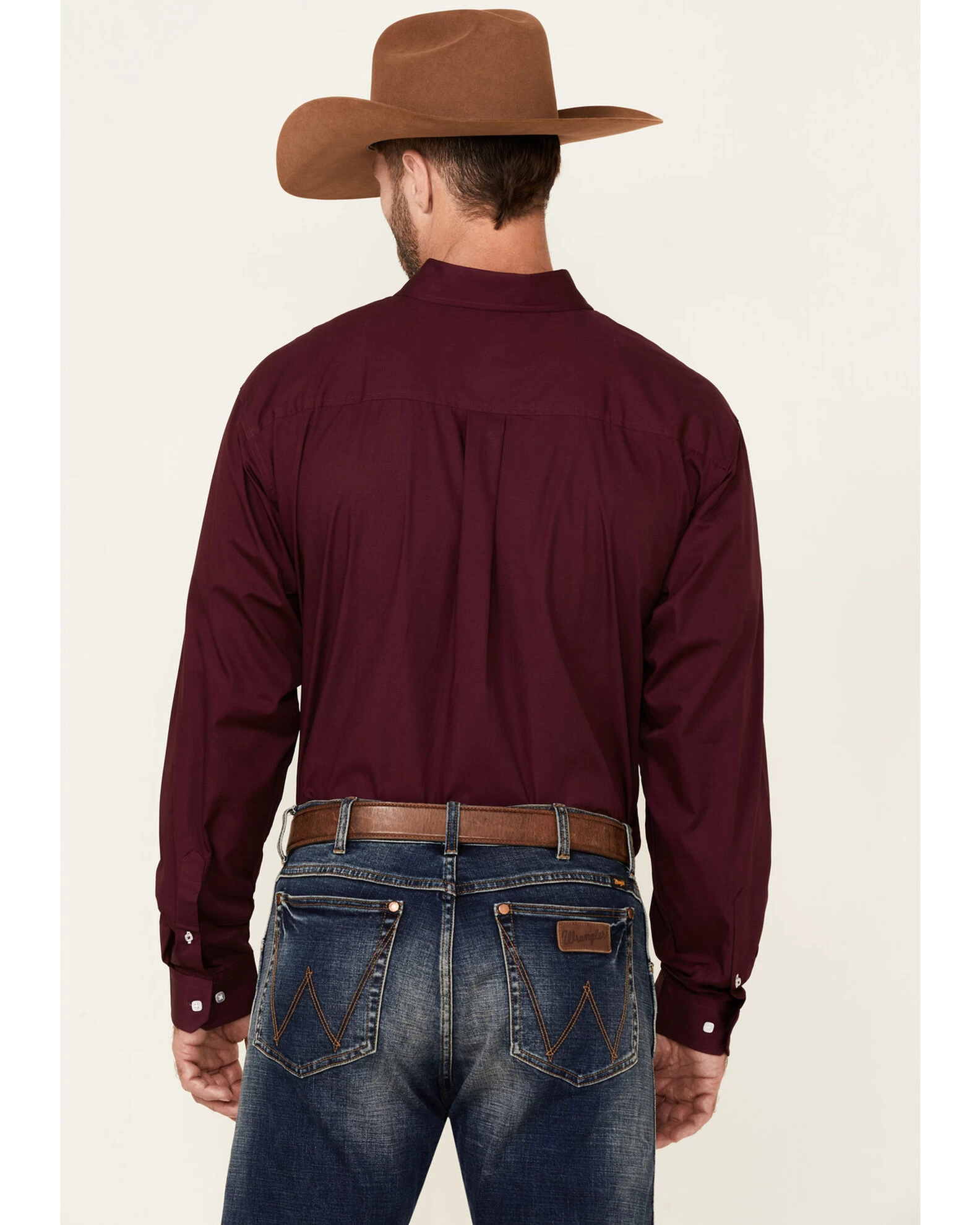 Cinch Cinch Men's Solid Burgundy Button Long Sleeve Western Shirt 6 Cinch Cinch Men's Solid Burgundy Button Long Sleeve Western Shirt - Image 4