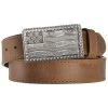 Justin Men's Flying High Leather Belt With Flag Buckle -Western Fashion 120Z86 41 P1