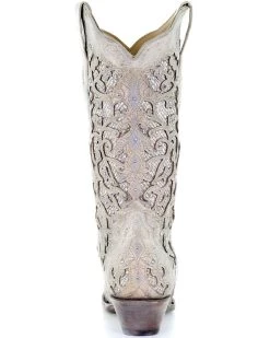 Corral Women's White Glitter Inlay Western Boots -Western Fashion 2000213128 100 BK
