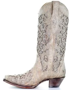 Corral Women's White Glitter Inlay Western Boots -Western Fashion 2000213128 100 LT