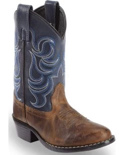 Cody James Boys' Two-Tone Embroidered Western Boots - Round Toe