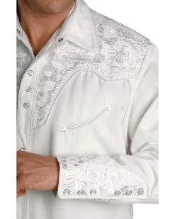 Scully Men's Embroidered Gunfighter Long Sleeve Western Shirt -Western Fashion 2000225229 100 D1