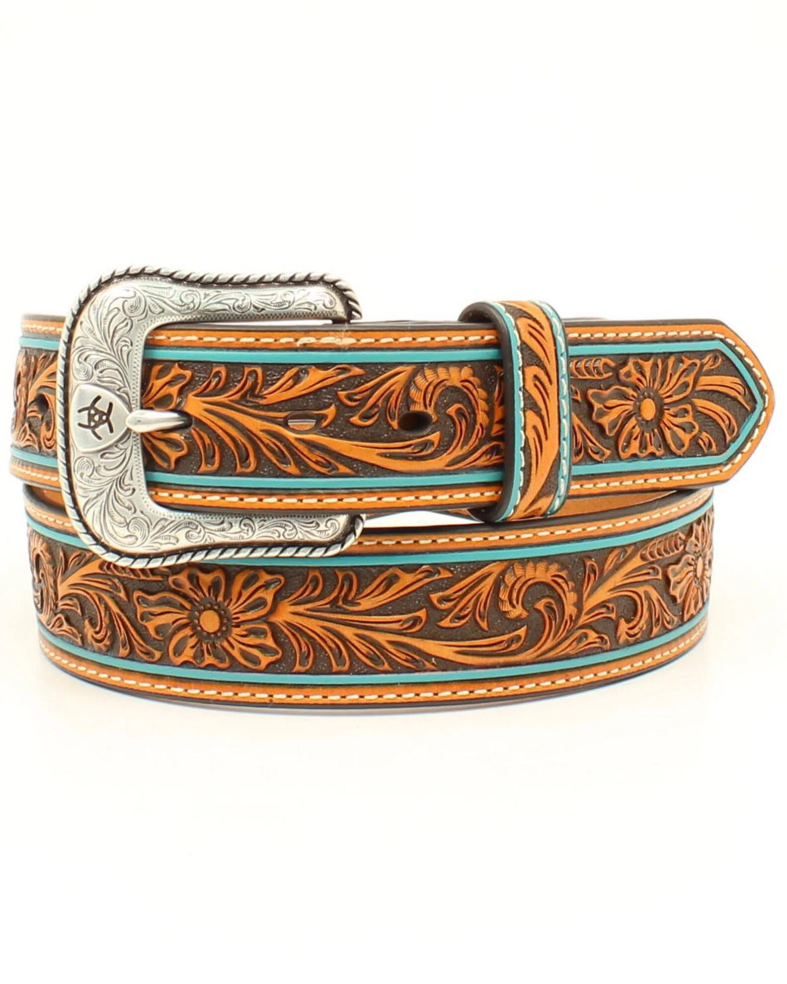 Ariat Men's Floral Shield Western Belt 3 Ariat Men's Floral Shield Western Belt