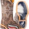 Tin Haul Boys' Tan And Red 8" Leather Western Boots - Square Toe  -Western Fashion 2000228353 280 P1