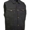 Milwaukee Leather Men's Snap Front Denim Vest With Shirt Collar 