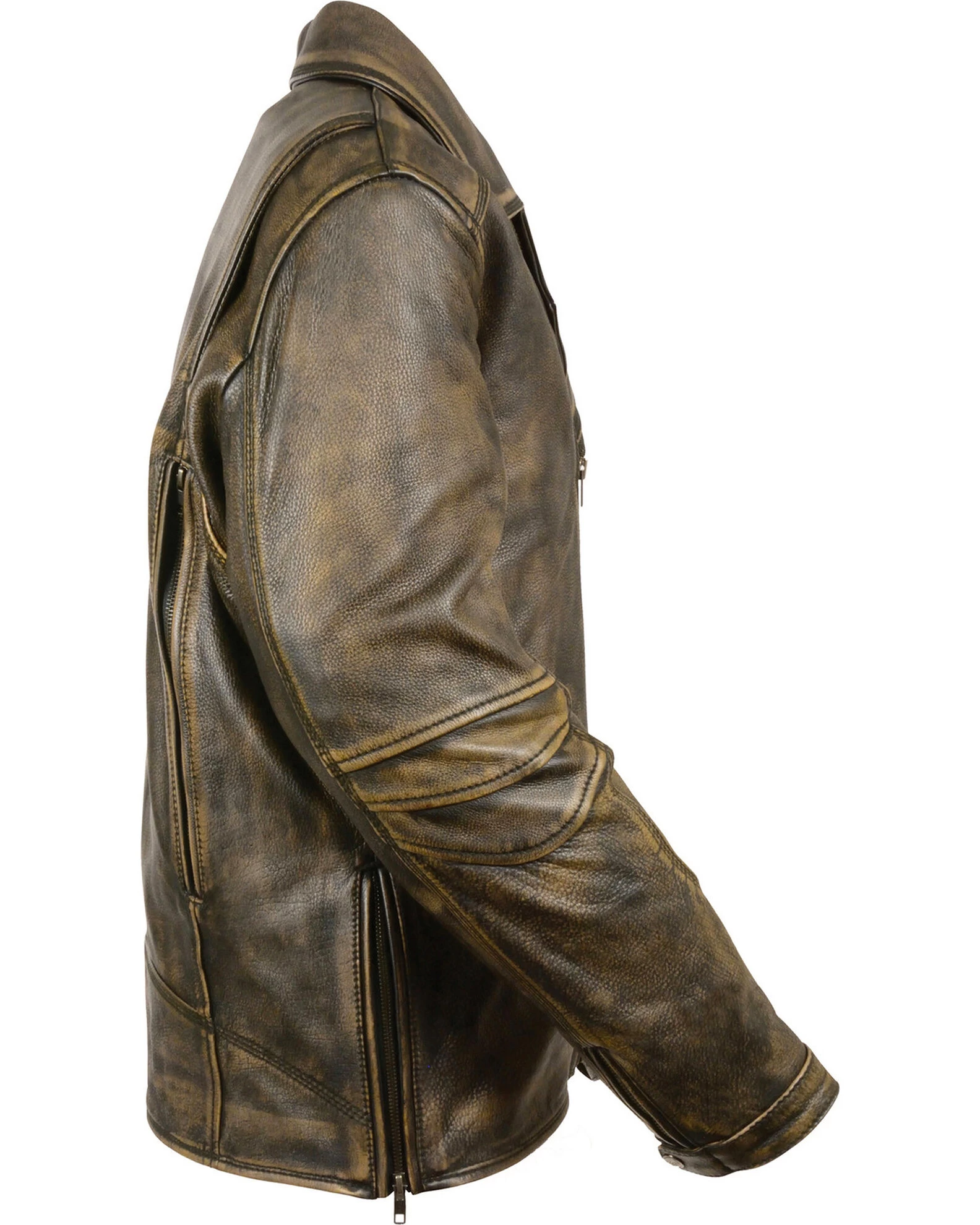 Milwaukee Leather Men's Triple Stitch Extra Long Biker Jacket 4 Milwaukee Leather Men's Triple Stitch Extra Long Biker Jacket - Image 2