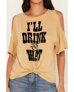 White Crow Women's I'll Drink To That Cold Shoulder Tee -Western Fashion 2000238641 701 P3