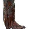Corral Women's Leopard Stud & Fringe Western Boots - Snip Toe