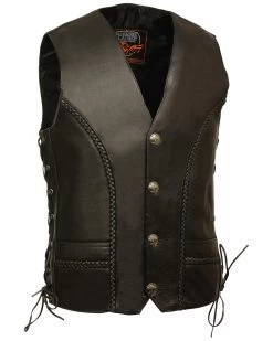 Milwaukee Leather Men's Buffalo Snap Braided Side Lace Vest