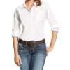 Ariat Women's Kirby White Stretch Button Down Long Sleeve Shirt 