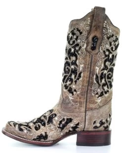 Corral Women's Sequin Inlay Western Boots - Square Toe -Western Fashion 2000280080 200 P3
