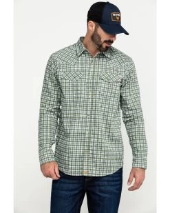 Cody James Men's FR Woven Plaid Print Long Sleeve Button Down Work Shirt