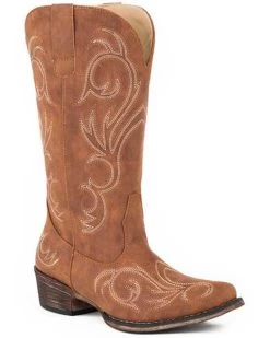 Roper Women's All Over Embroidery Western Boots - Snip Toe