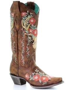 Corral Women's Deer Skull Western Boots - Snip Toe