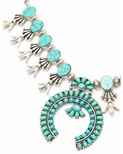 Shyanne Women's Matrix Turquoise Squash Blossom Statement Necklace -Western Fashion 2000290350 440 P3