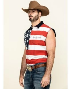 Cody James Men's American Flag Bubba Sleeveless Western Shirt  -Western Fashion 2000296071 600 P3