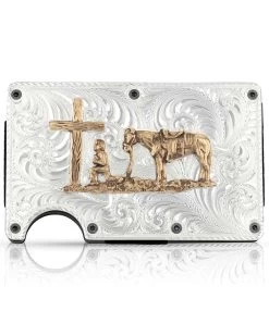 Montana Silversmiths Men's Credit Card & Cash Case With Praying Cowboy