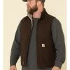 Carhartt Men's Dark Brown Washed Duck Sherpa Lined Mock Neck Work Vest 1 Carhartt Men's Dark Brown Washed Duck Sherpa Lined Mock Neck Work Vest -Western Fashion 2000323098 201 P1