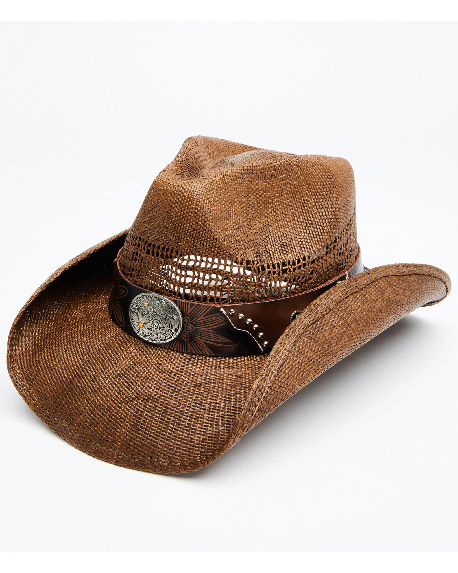Shyanne Women's Brown Shane Raffia Straw Western Hat 3 Shyanne Women's Brown Shane Raffia Straw Western Hat