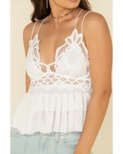 Free People Women's Adella Cami Lace Ruffled Tank Top -Western Fashion 2000325212 100 P4
