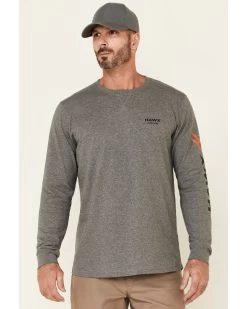 Hawx Men's Charcoal Original Logo Crew Long Sleeve Work T-Shirt