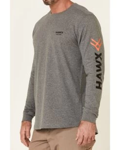 Hawx Men's Charcoal Original Logo Crew Long Sleeve Work T-Shirt  -Western Fashion 2000325315 022 P3