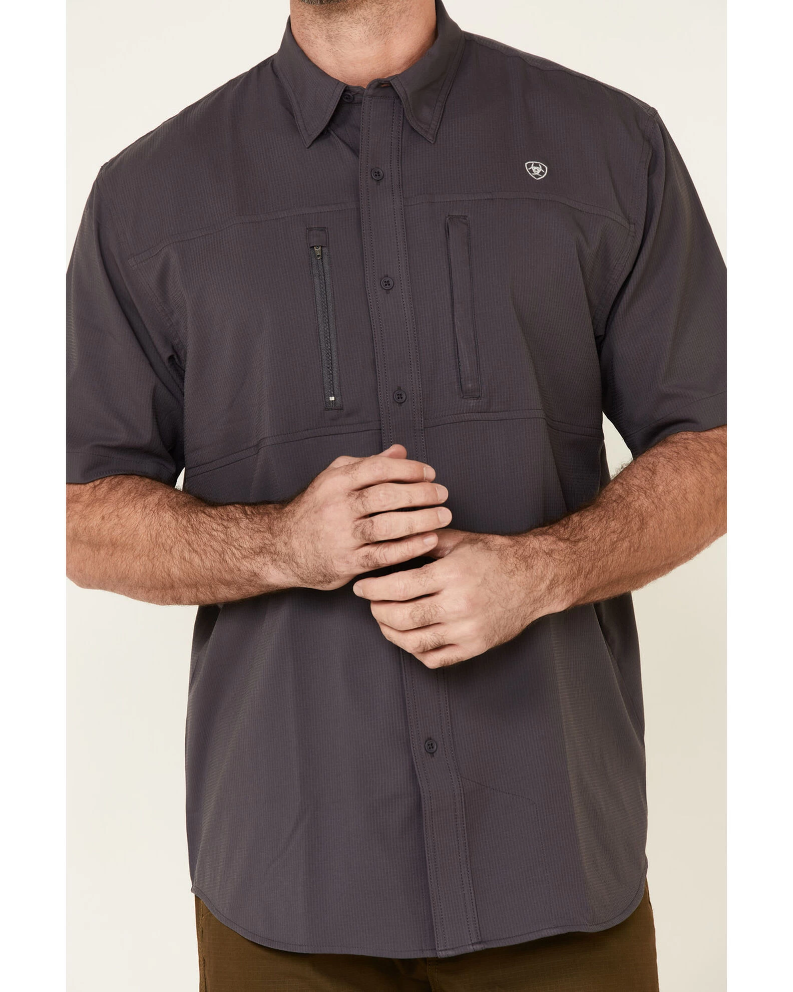 Ariat Men's Solid Charcoal Tek Short Sleeve Button Down Western Shirt 5 Ariat Men's Solid Charcoal Tek Short Sleeve Button Down Western Shirt - Image 3