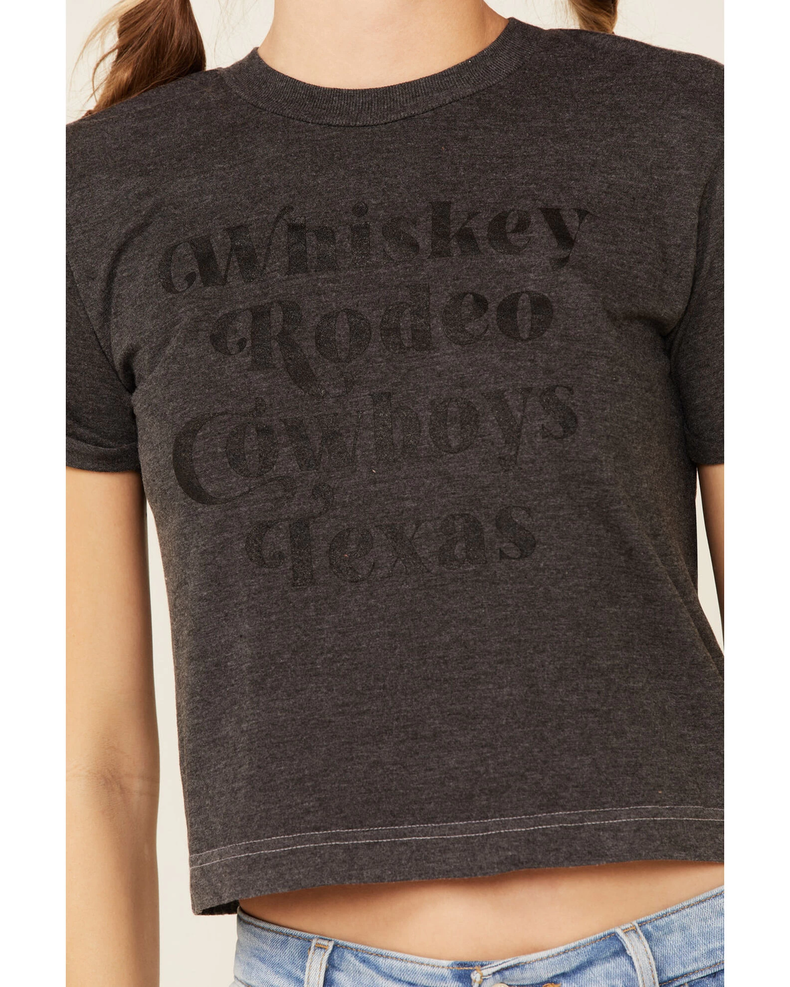 Ali Dee Women's Charcoal Rodeo Whiskey Cowboys Texas Graphic Tee 5 Ali Dee Women's Charcoal Rodeo Whiskey Cowboys Texas Graphic Tee - Image 3