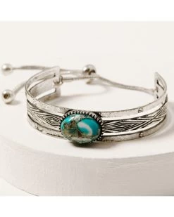 Shyanne Women's Silver Concho & Turquoise Cuff Bracelet Set -Western Fashion 2000338155 040 P3