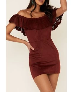 Shyanne Women's Off-Shoulder Faux Suede Dress 9 Shyanne Women's Off-Shoulder Faux Suede Dress -Western Fashion 2000338232 240 P3