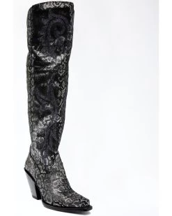 Dan Post Women's Black Snake Print Western Boots - Snip Toe