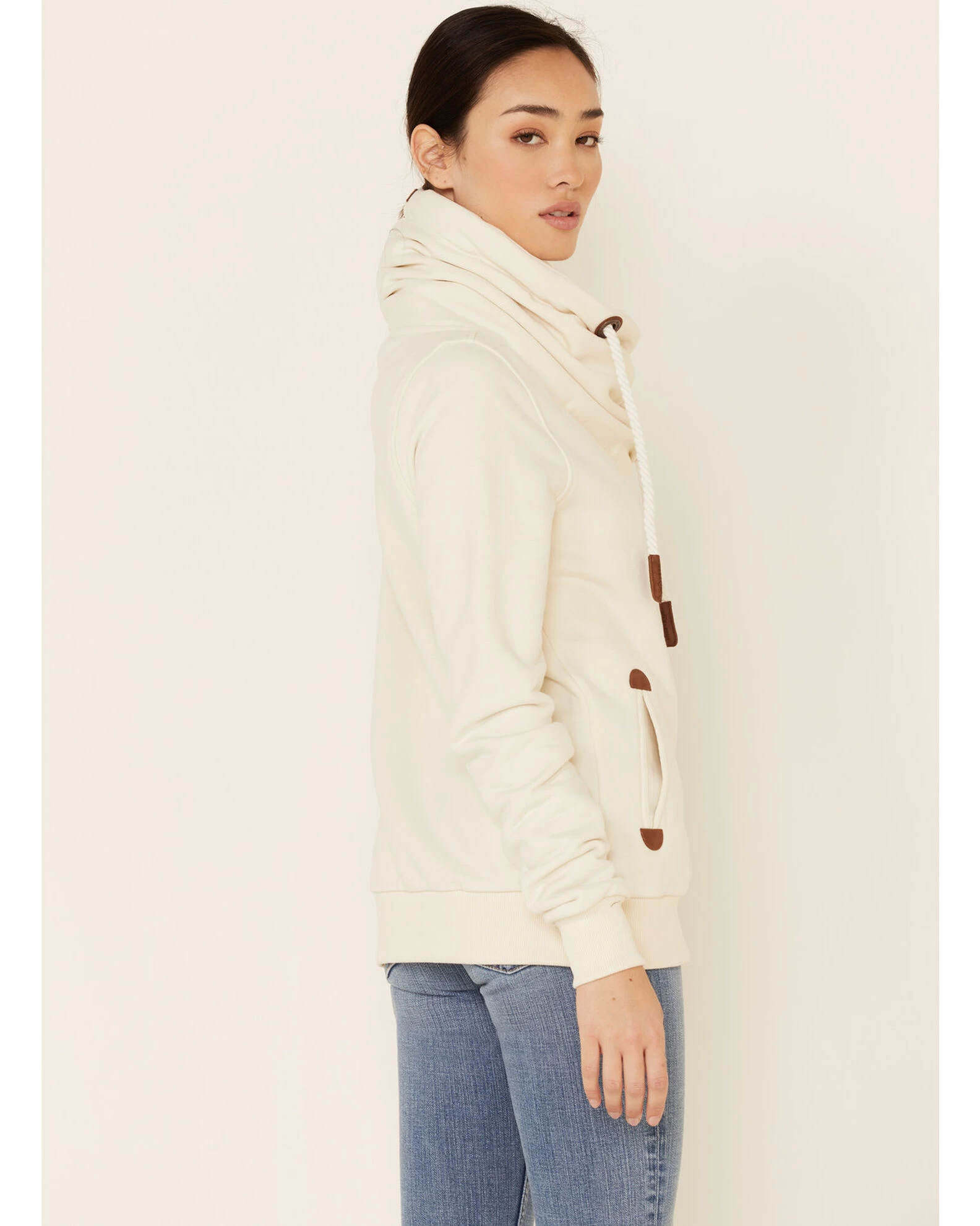 Wanakome Women's Oatmeal Hestia Asymmetrical Zip-Front Hoodie 6 Wanakome Women's Oatmeal Hestia Asymmetrical Zip-Front Hoodie - Image 4