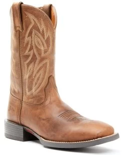 Justin Men's Dusky Brown Canter Cowhide Leather Western Boots - Broad Square Toe 