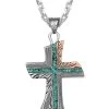 Montana Silversmiths Men's Inner Light Turquoise Cross Necklace -Western Fashion 2000343974 040 P1