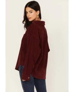 Wishlist Women's Solid Corduroy Oversized Long Sleeve Button Down Shirt  -Western Fashion 2000344149 640 P4